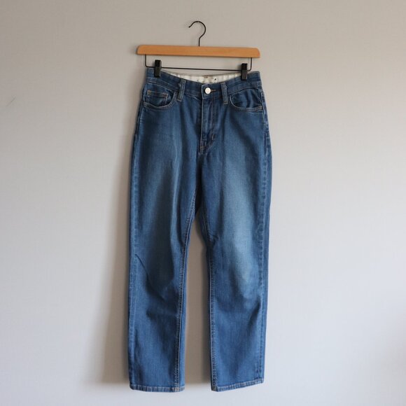 OAK + FORT Pants - Oak + Fort Women's Sz XS Blue Light Wash Stretch High Rise Straight Leg Jeans